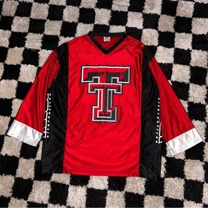 Texas Tech Red Raiders Hockey Style Jersey Mens L Oversized Vintage Red Block 19
